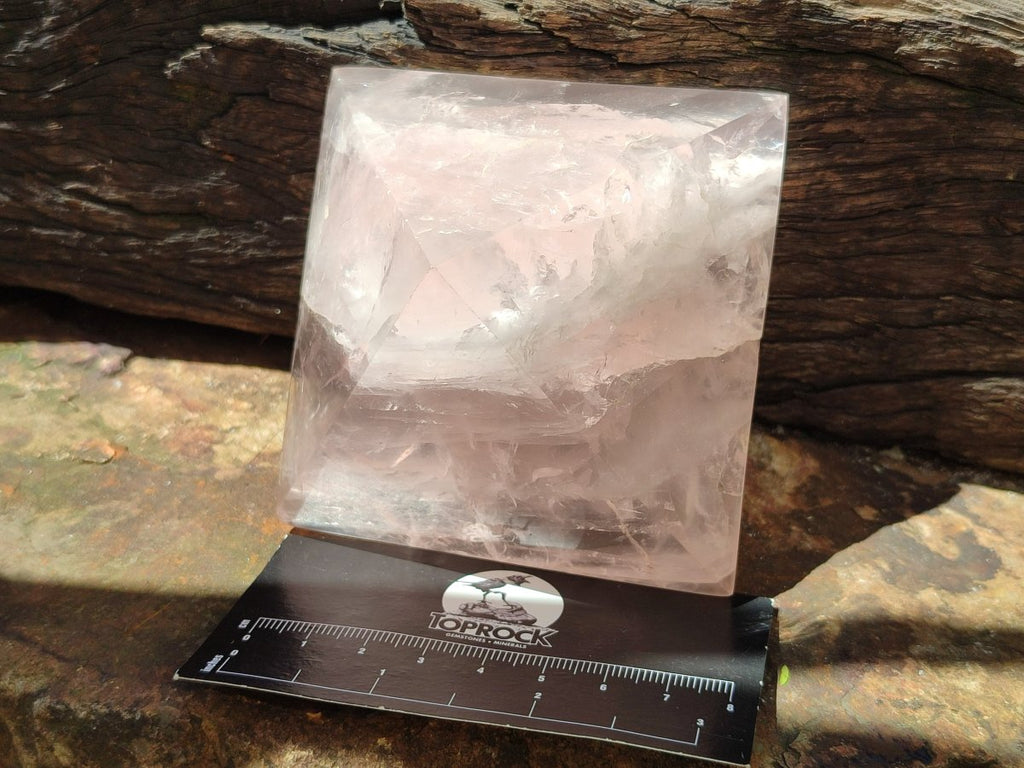 Polished Gemmy Rose Quartz Pyramids x 6 From Madagascar