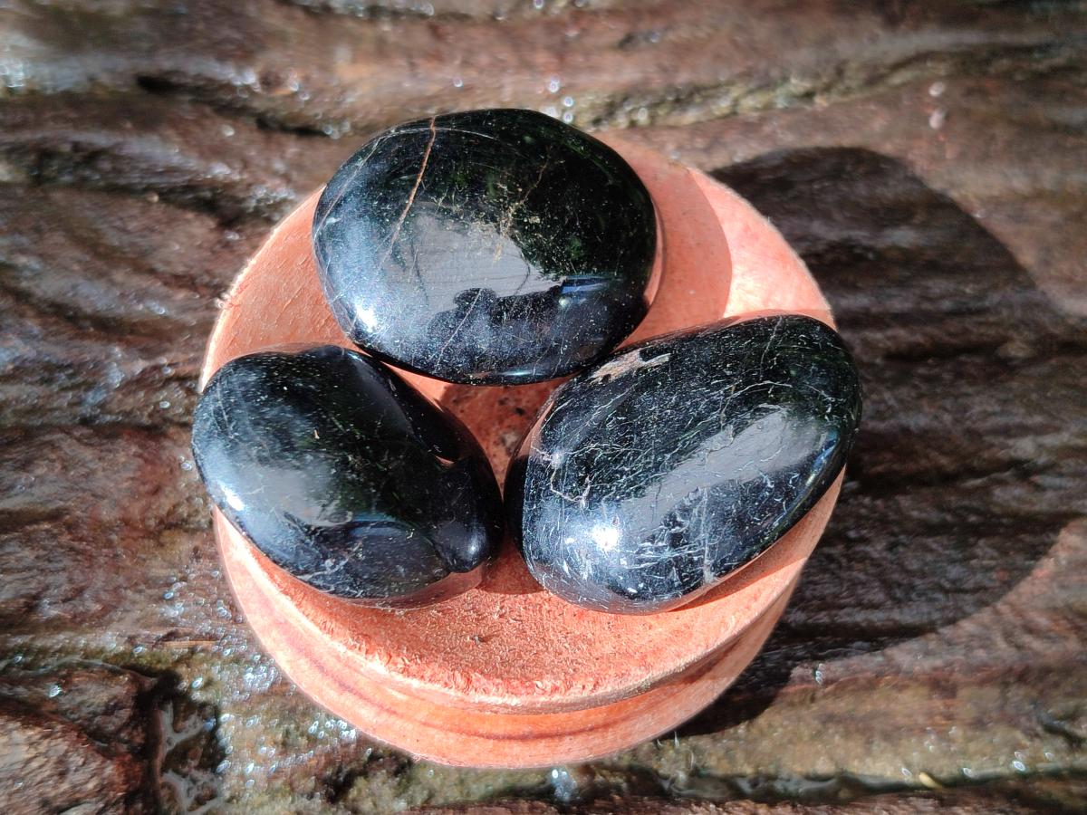 Polished Mini Black Tourmaline Free Forms x 35 From Madagascar