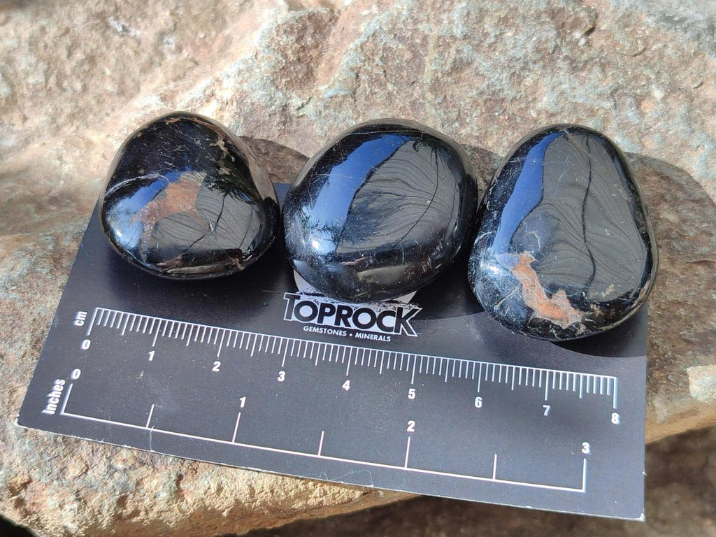 Polished Mini Black Tourmaline Free Forms x 35 From Madagascar