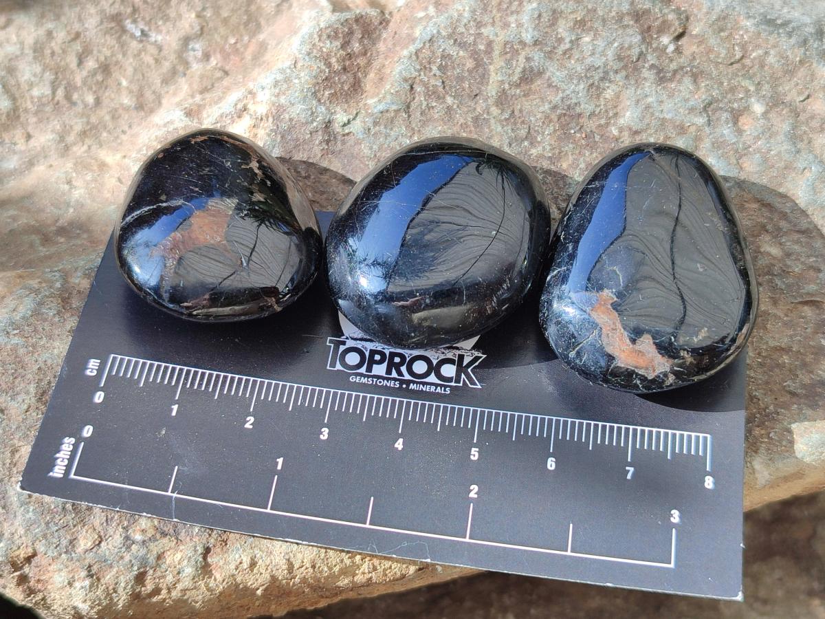 Polished Mini Black Tourmaline Free Forms x 35 From Madagascar