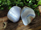 Polished Blue Lace Agate Standing Free Forms x 3 From Nsanje, Malawi