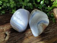 Polished Blue Lace Agate Standing Free Forms x 3 From Nsanje, Malawi