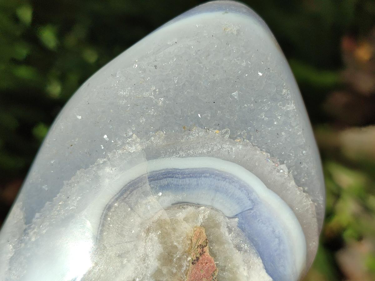 Polished Blue Lace Agate Standing Free Forms x 3 From Nsanje, Malawi