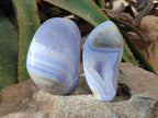 Polished Blue Lace Agate Standing Free Forms x 3 From Nsanje, Malawi