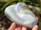 Polished Blue Lace Agate Standing Free Forms x 3 From Nsanje, Malawi