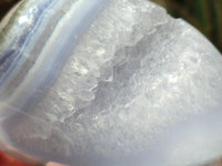 Polished Blue Lace Agate Standing Free Forms x 3 From Nsanje, Malawi