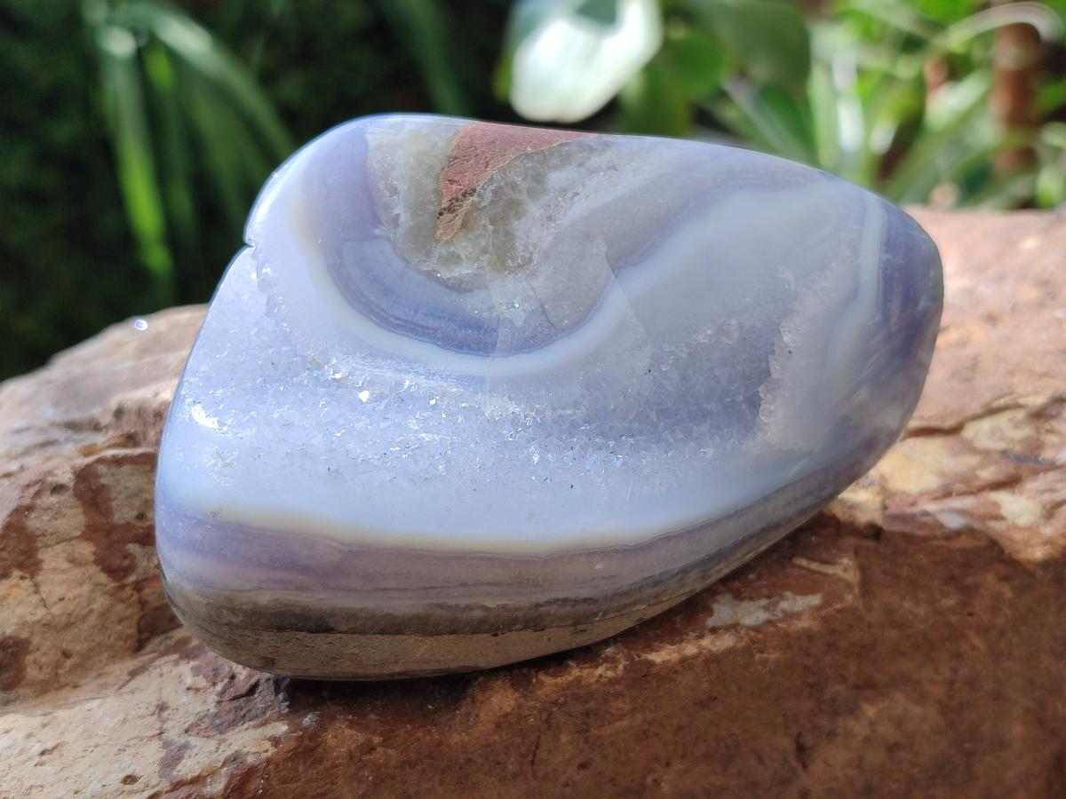Polished Blue Lace Agate Standing Free Forms x 3 From Nsanje, Malawi
