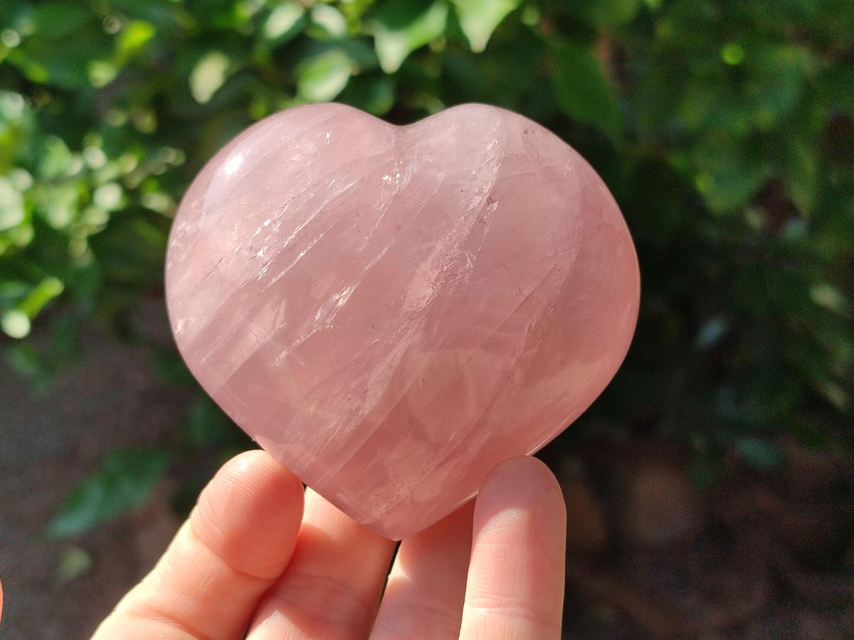 Polished Gemmy Rose Quartz Hearts x 6 From Madagascar