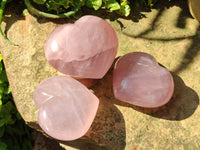 Polished Gemmy Rose Quartz Hearts x 6 From Madagascar