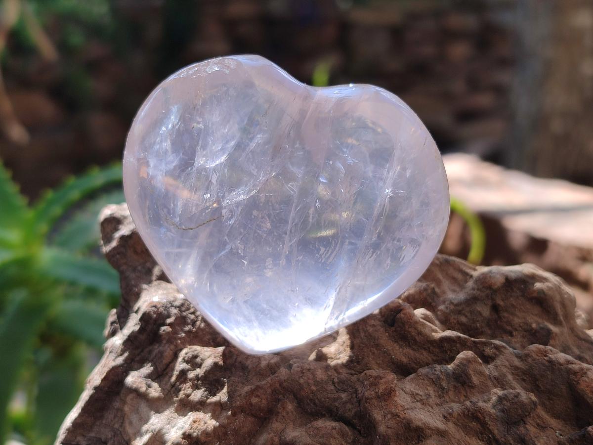 Polished Gemmy Rose Quartz Hearts x 6 From Madagascar