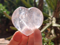 Polished Gemmy Rose Quartz Hearts x 6 From Madagascar