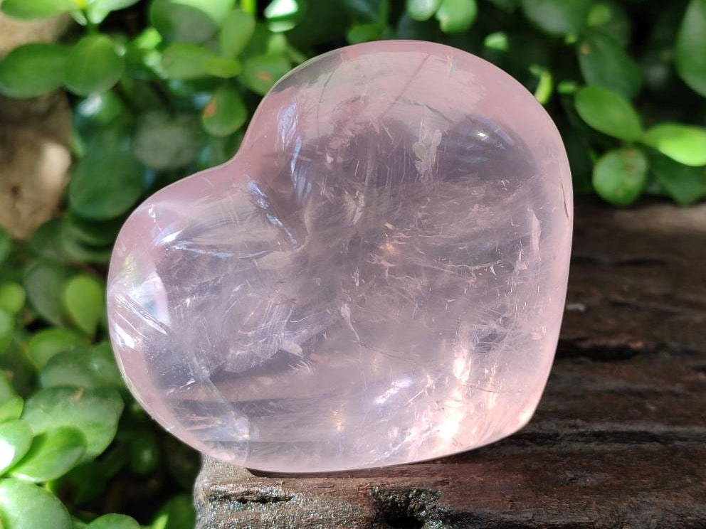 Polished Gemmy Rose Quartz Hearts x 6 From Madagascar