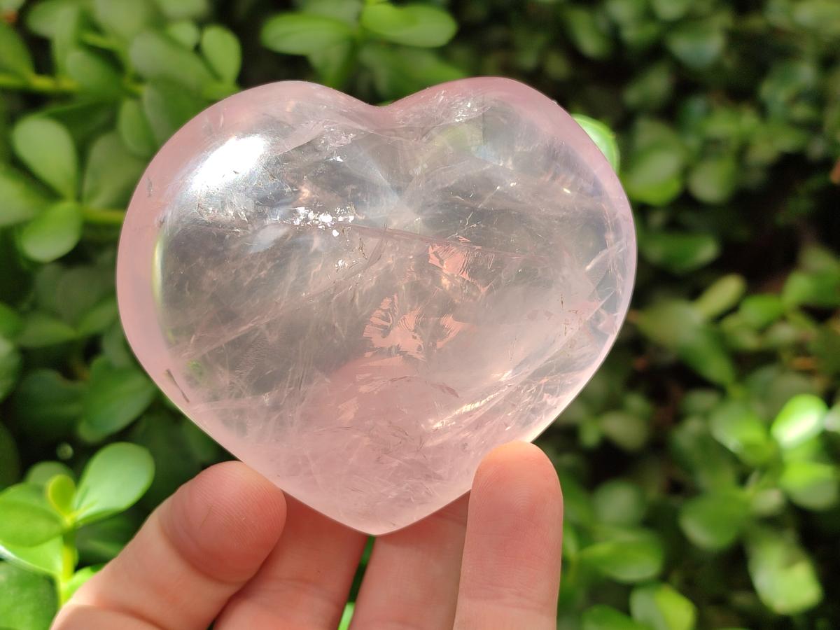Polished Gemmy Rose Quartz Hearts x 6 From Madagascar