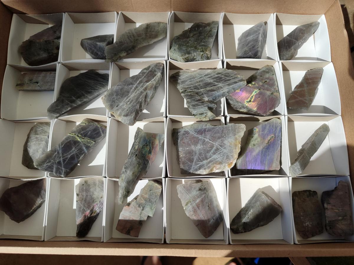 Polished One Side Labradorite Pieces x 26 From Madagascar