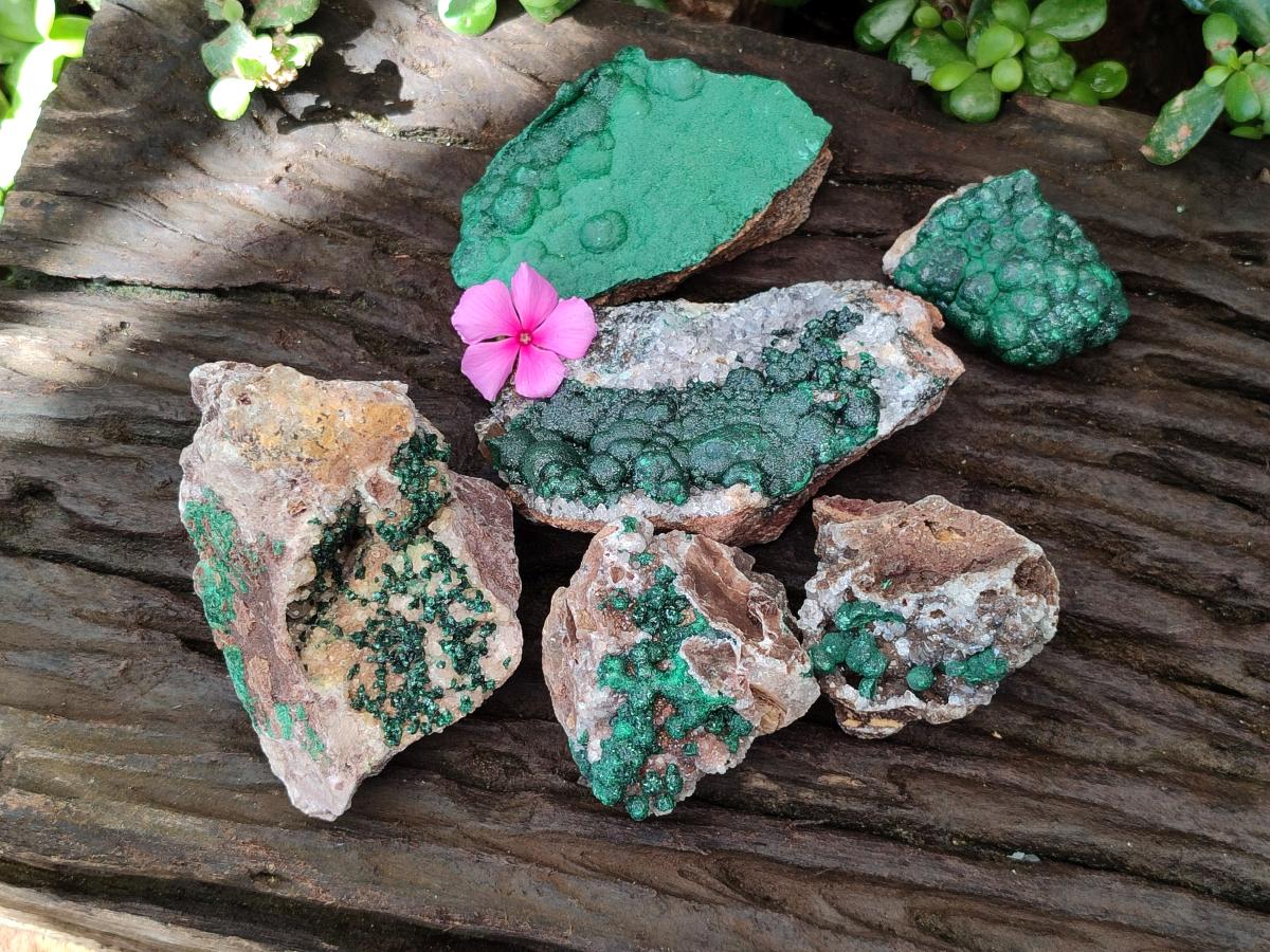 Natural Drusy Quartz Coated Ball Malachite On Dolomite Specimens x 6 From Mindingi Mine, Kambove, Congo