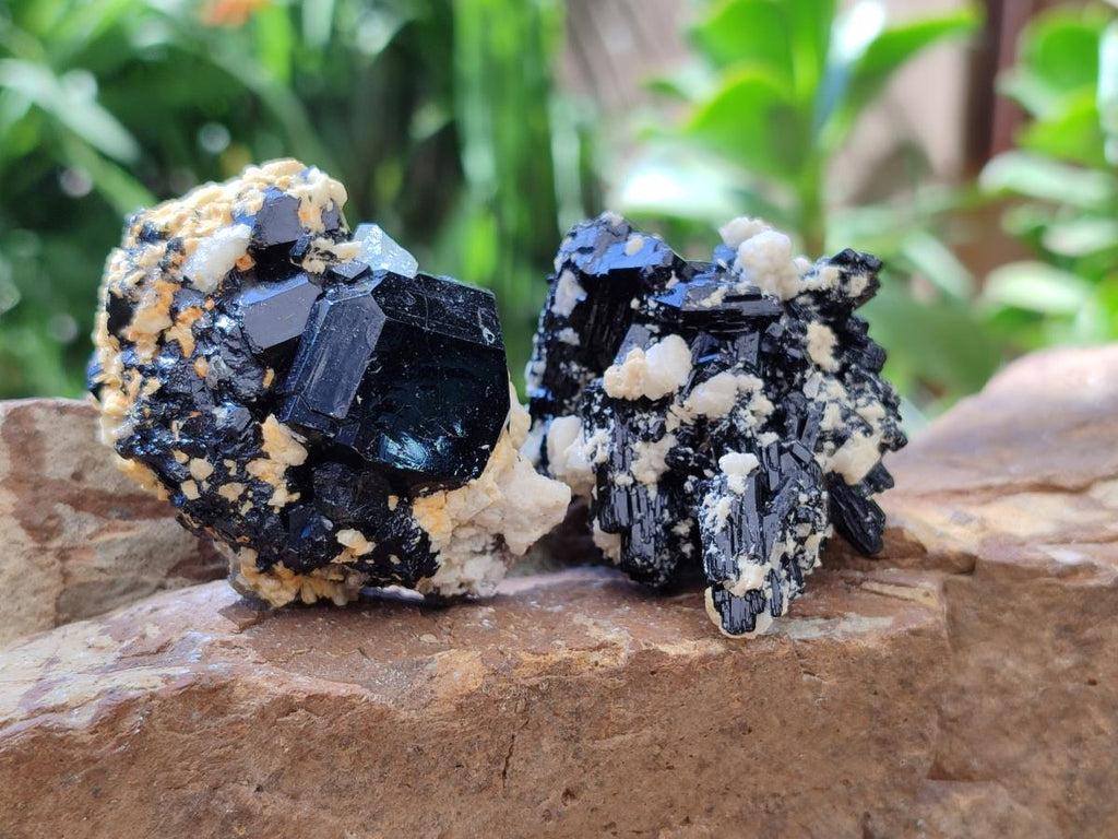 Natural Schorl Black Tourmaline with Feldspar Specimens x 12 From Erongo, Namibia