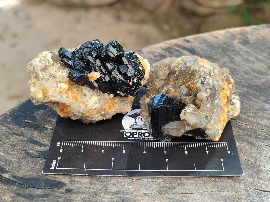 Natural Schorl Black Tourmaline with Feldspar Specimens x 12 From Erongo, Namibia