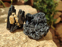 Natural Schorl Black Tourmaline with Feldspar Specimens x 12 From Erongo, Namibia