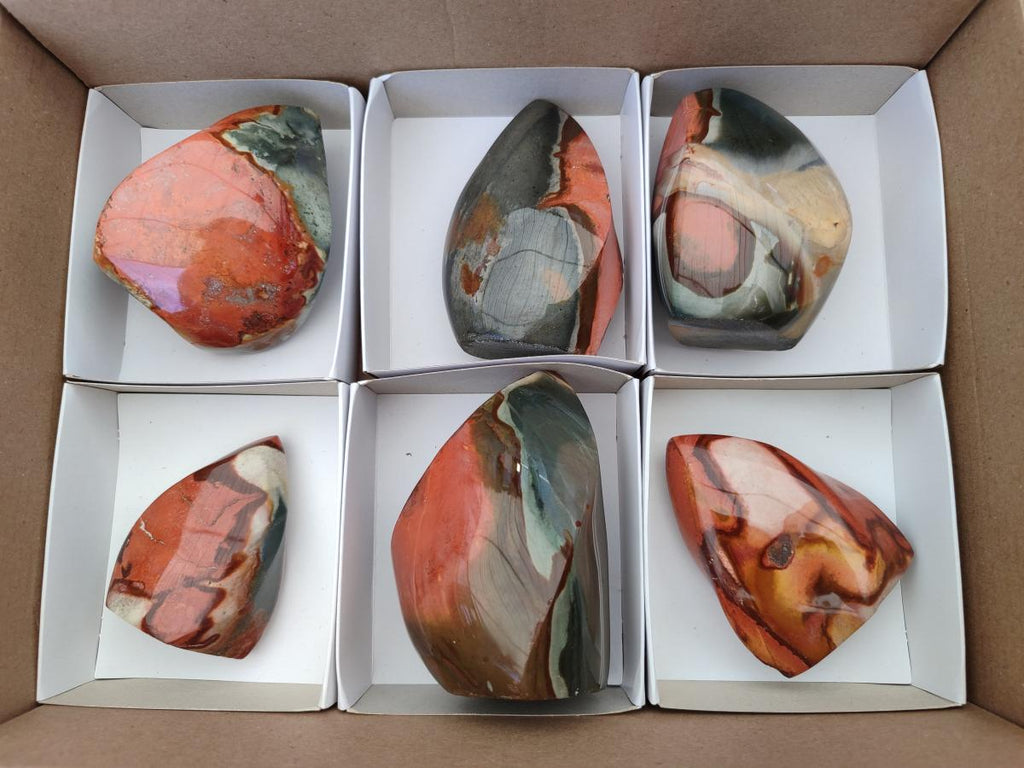 Polished Polychrome Jasper Flames x 6 From NW Coast, Madagascar