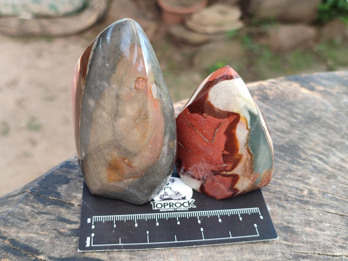 Polished Polychrome Jasper Flames x 6 From NW Coast, Madagascar