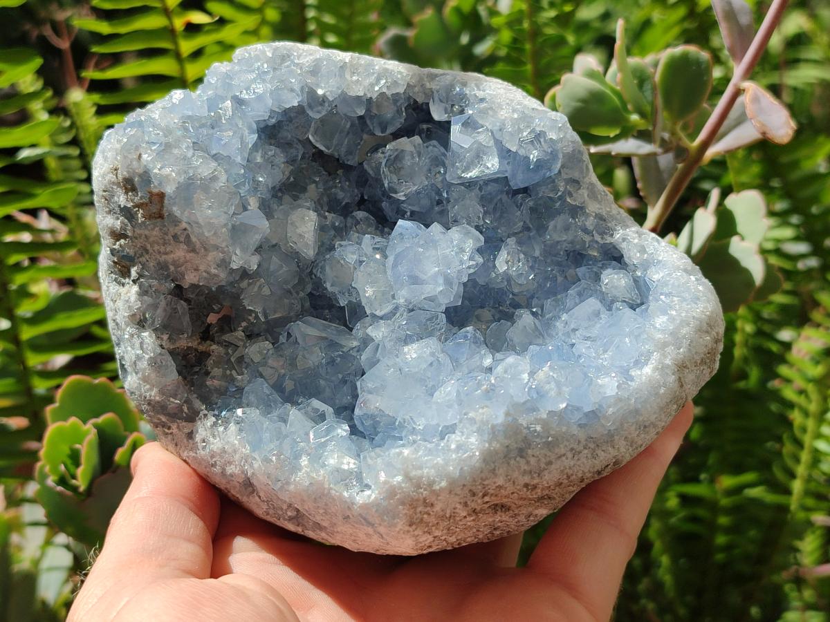 Natural Blue Celestite Geode Specimens x 2 From Sakoany, Madagascar