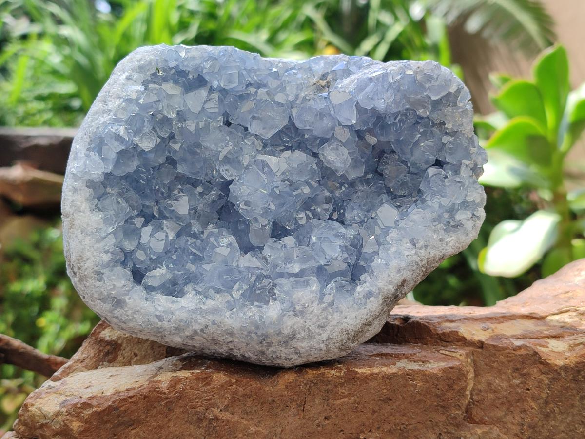Natural Blue Celestite Geode Specimens x 2 From Sakoany, Madagascar