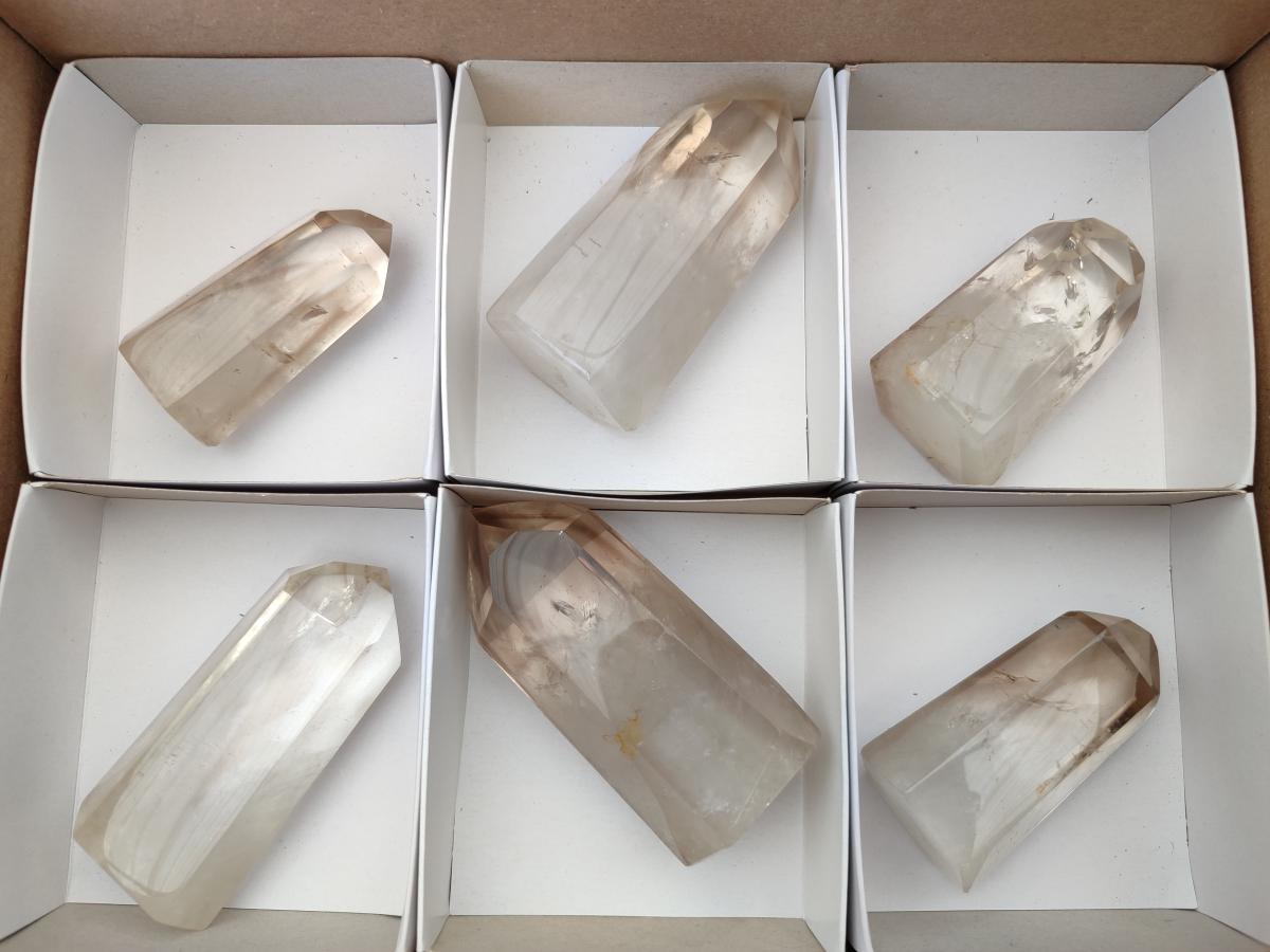 Polished Wispy Smokey Quartz Phantom Crystals x 6 From Madagascar