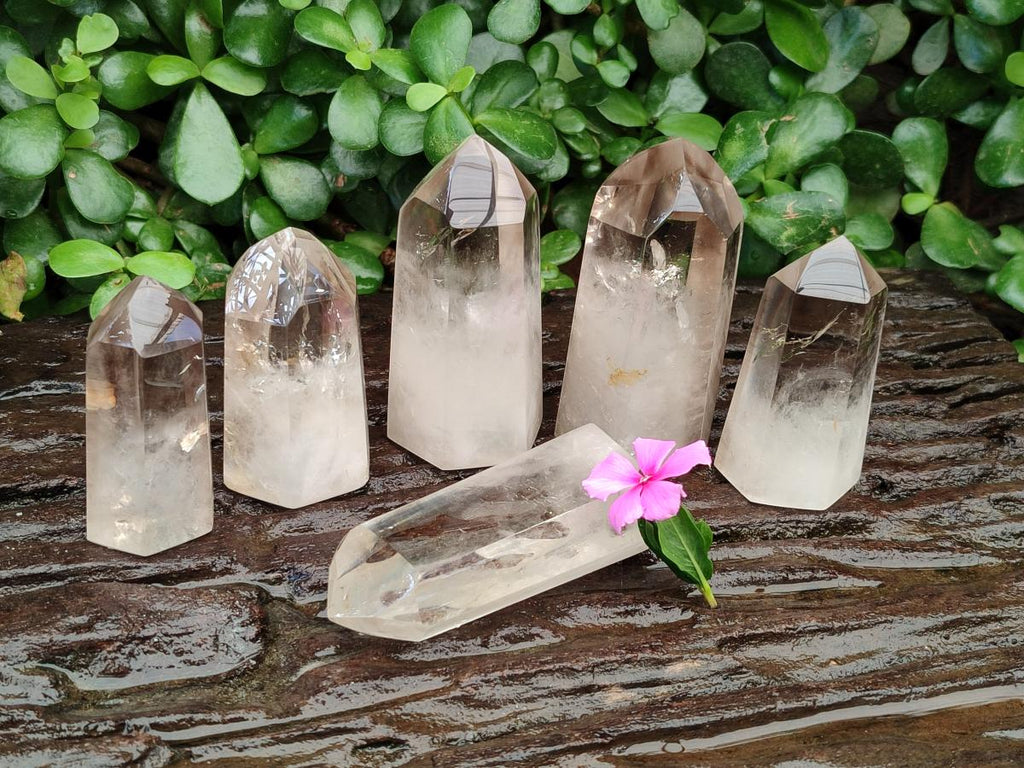 Polished Wispy Smokey Quartz Phantom Crystals x 6 From Madagascar
