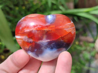 Polished Carnelian Agate Gemstone Hearts x 12 From Madagascar