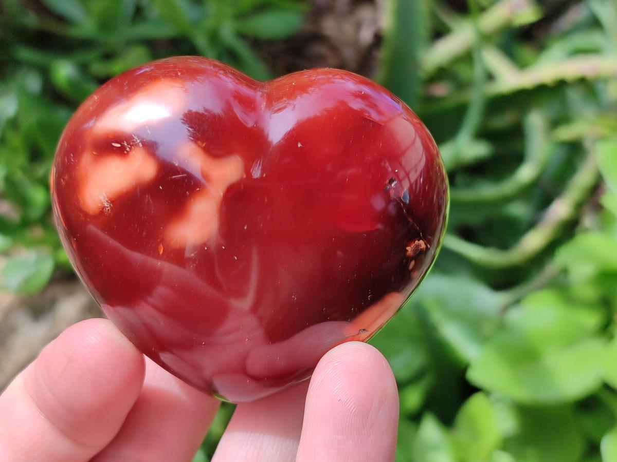 Polished Carnelian Agate Gemstone Hearts x 12 From Madagascar