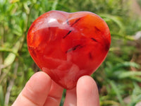 Polished Carnelian Agate Gemstone Hearts x 12 From Madagascar