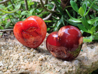 Polished Carnelian Agate Gemstone Hearts x 12 From Madagascar