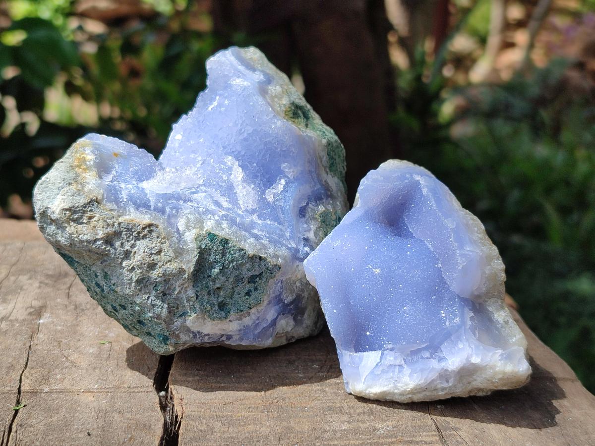 Natural Blue Lace Agate Geode Specimens x 6 From Nsanje, Malawi