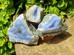 Natural Blue Lace Agate Geode Specimens x 6 From Nsanje, Malawi