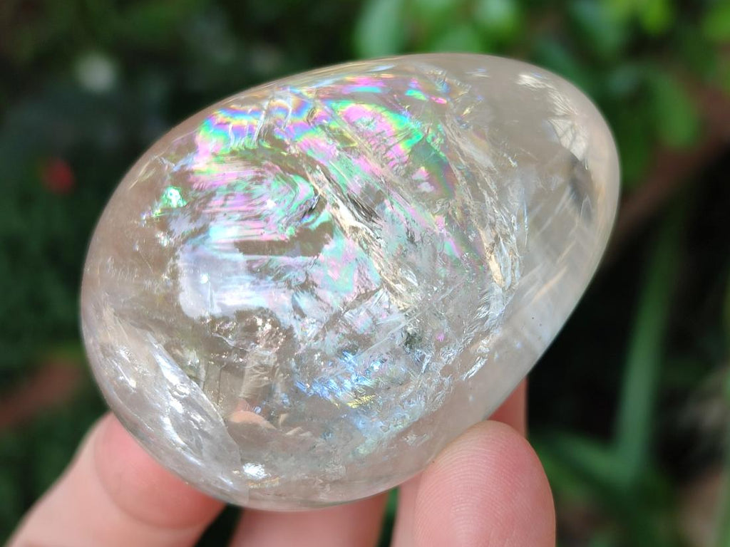 Polished Smokey Window Quartz Eggs x 5 From Madagascar