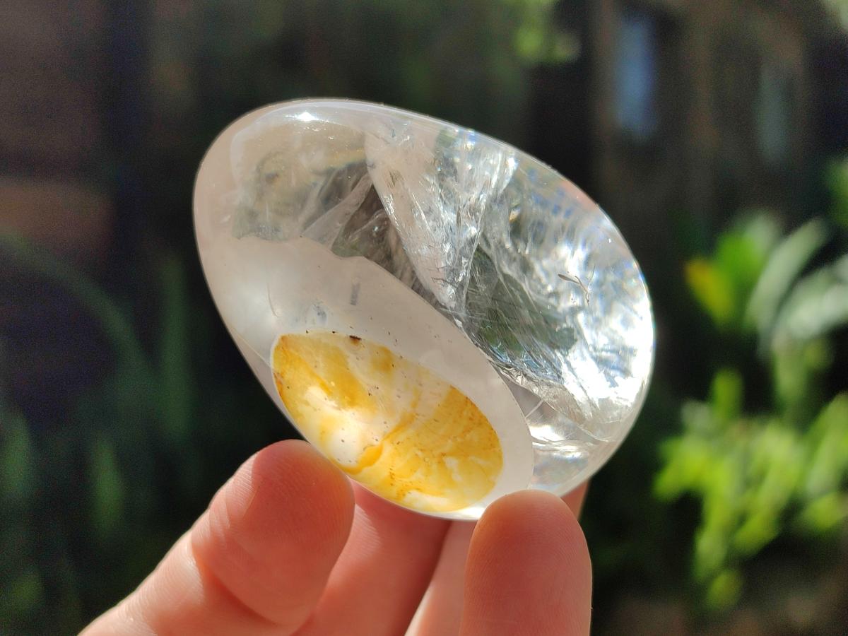 Polished Smokey Window Quartz Eggs x 5 From Madagascar