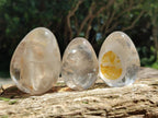Polished Smokey Window Quartz Eggs x 5 From Madagascar