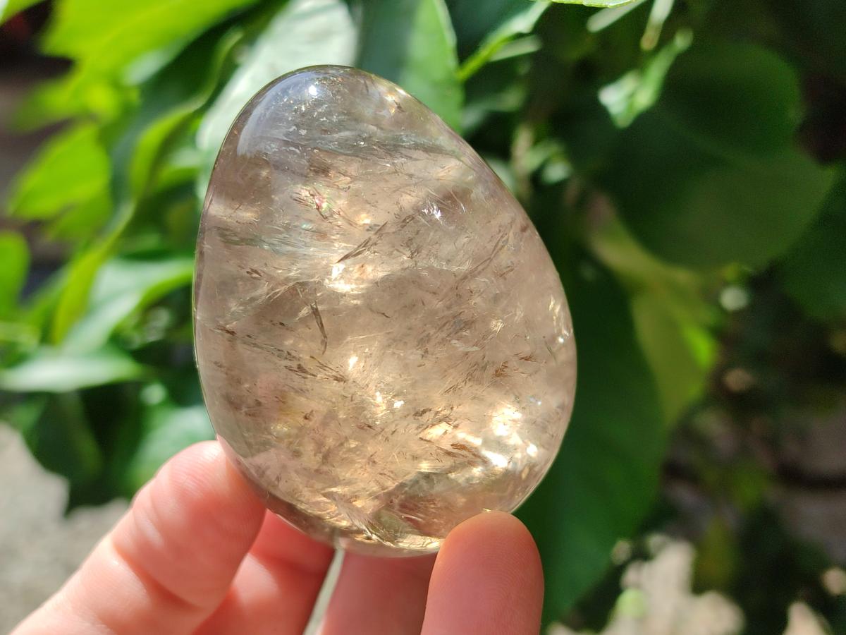 Polished Smokey Window Quartz Eggs x 5 From Madagascar