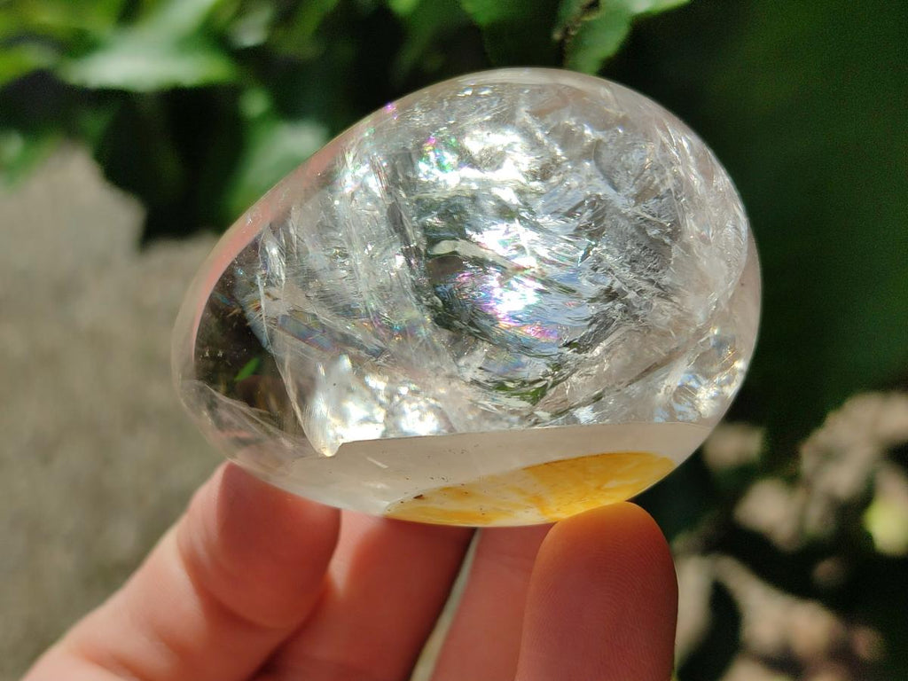 Polished Smokey Window Quartz Eggs x 5 From Madagascar