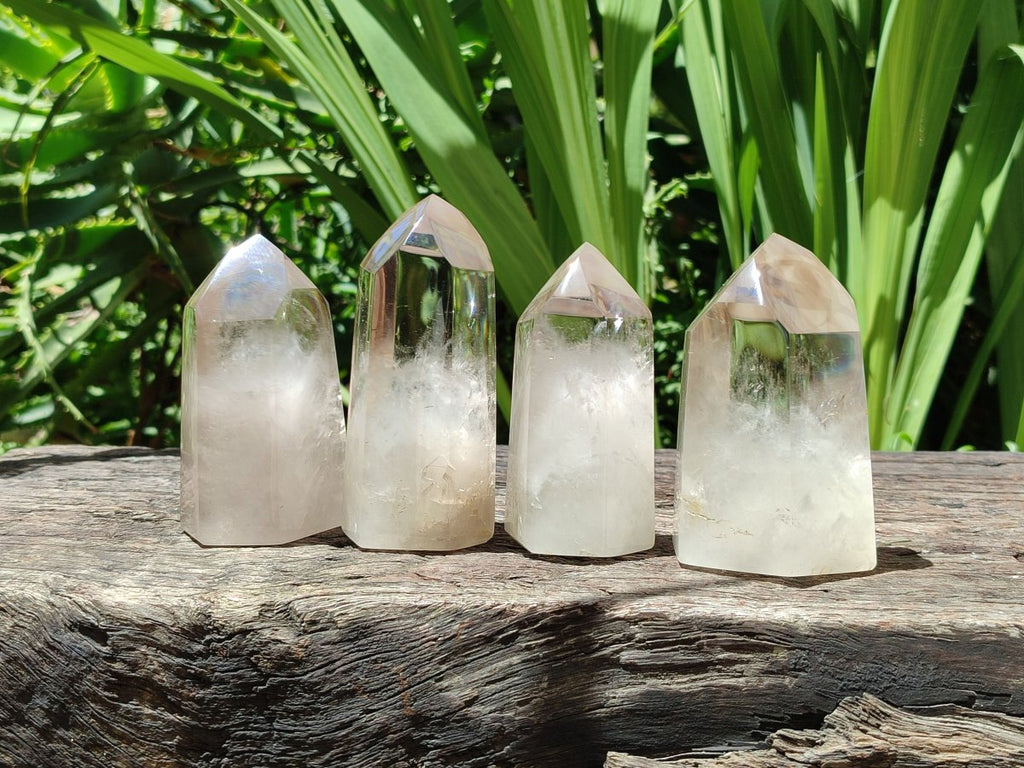 Polished Wispy Smokey Quartz Crystals x 4 From Madagascar