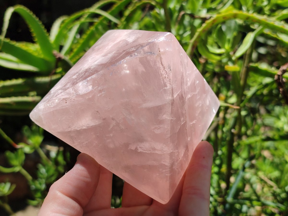 Hand Made Gemmy Rose Quartz Pyramids x 4 From Madagascar