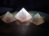 Hand Made Gemmy Rose Quartz Pyramids x 4 From Madagascar