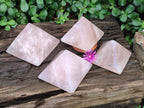 Hand Made Gemmy Rose Quartz Pyramids x 4 From Madagascar
