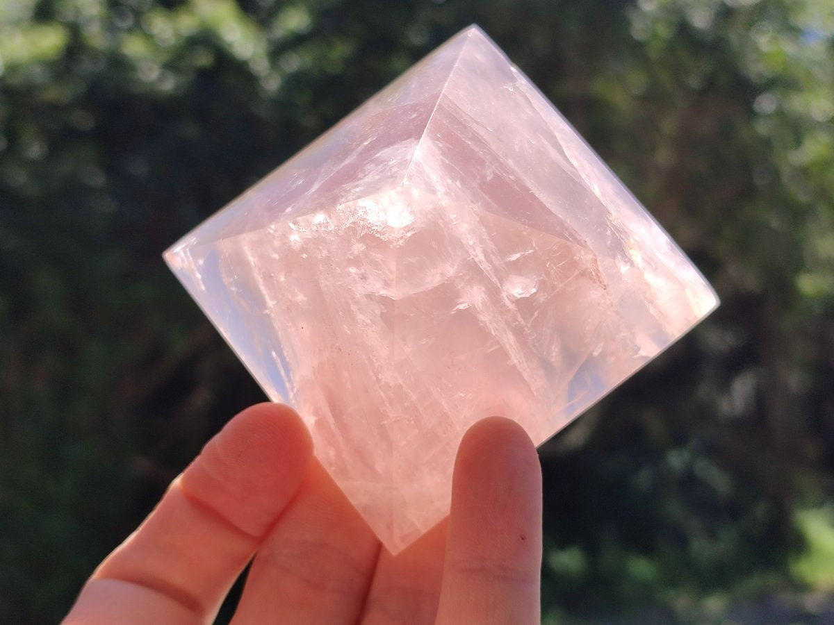 Hand Made Gemmy Rose Quartz Pyramids x 4 From Madagascar