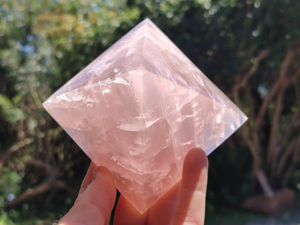 Hand Made Gemmy Rose Quartz Pyramids x 4 From Madagascar