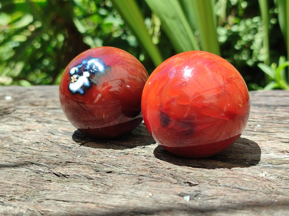 Polished Carnelian Agate Gemstone Spheres x 7 From Madagascar