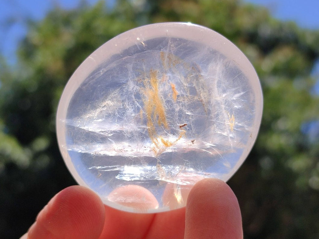 Polished Girasol Pearl Quartz Palm Stones x 12 From Ambatondrazaka, Madagascar