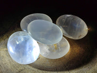 Polished Girasol Pearl Quartz Palm Stones x 12 From Ambatondrazaka, Madagascar