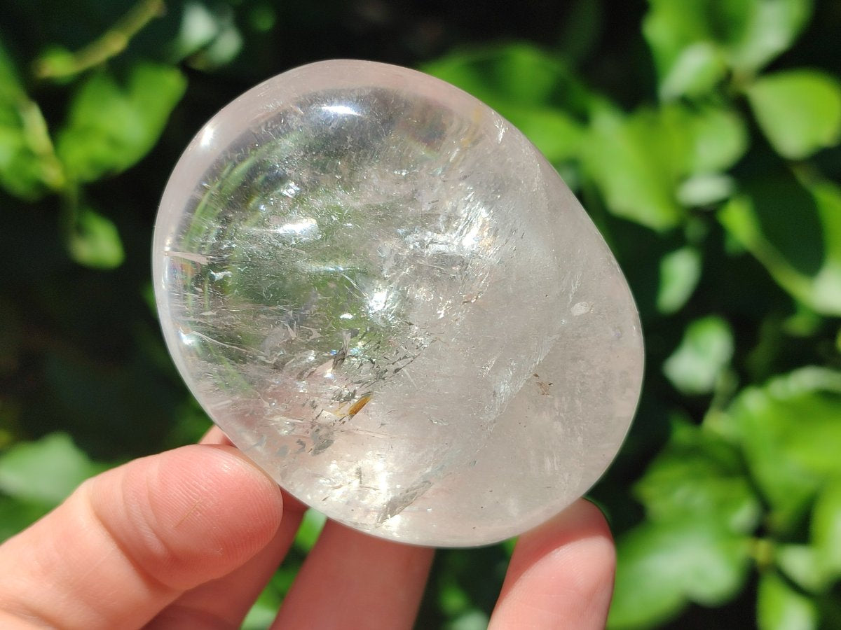 Polished Girasol Pearl Quartz Palm Stones x 12 From Ambatondrazaka, Madagascar