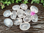 Polished Girasol Pearl Quartz Palm Stones x 12 From Ambatondrazaka, Madagascar